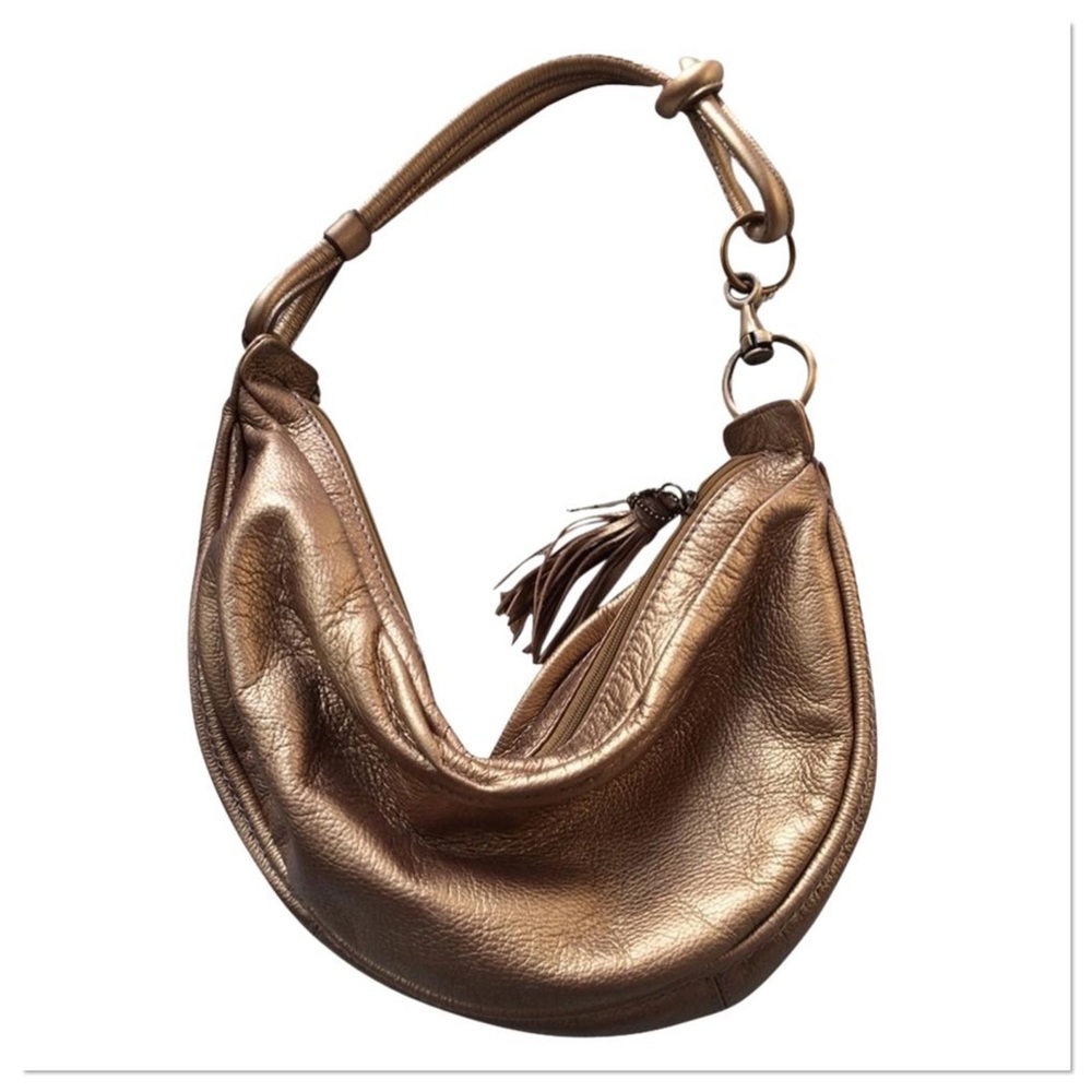 Fossil Metallic Pebbled Leather Purse Bag